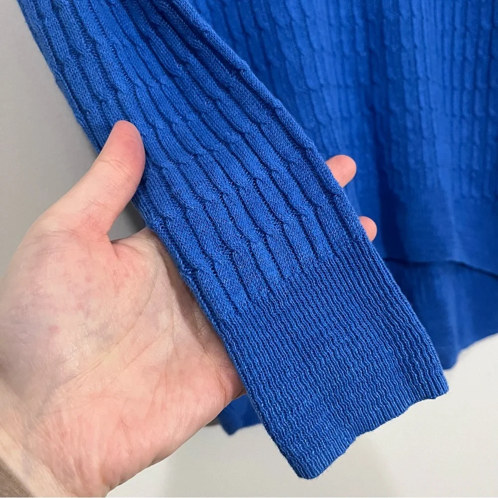 J. Crew 100% Linen Cable Open Knit Sweater XXS Royal Blue Lightweight Preppy